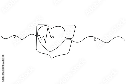 Healthcare protection line icon with heart and shield
