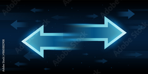 Transfer Arrows Concept with Two Directional Arrows for Sending and Receiving Data, Money and Digital Currency, Exchange Information, Fintech Payment, Blockchain Transaction n Modern Digital Logistics