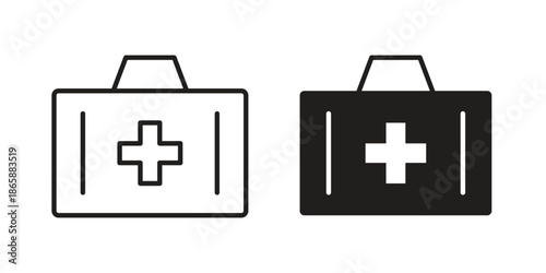 Medical aid kit icons set designed in filled, outline, line and stroke style