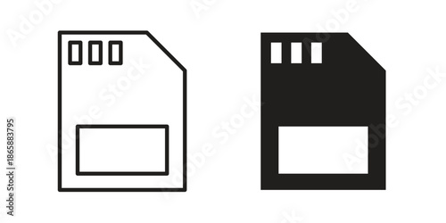 Memory card icons set designed in filled, outline, line and stroke style