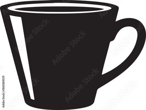 Black Coffee Mug Icon Vector Illustration