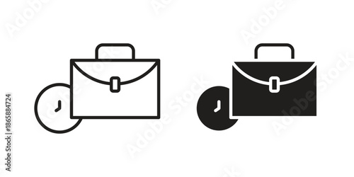 Office time icons set designed in filled, outline, line and stroke style