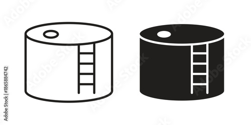 Oil storage icons set designed in filled, outline, line and stroke style