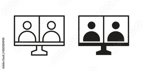 Online meeting icons set designed in filled, outline, line and stroke style