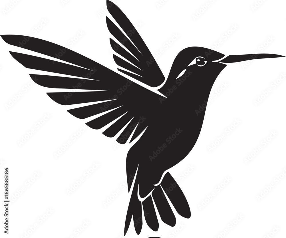 Obraz premium Black Hummingbird Silhouette Vector Illustration