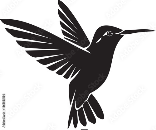Black Hummingbird Silhouette Vector Illustration