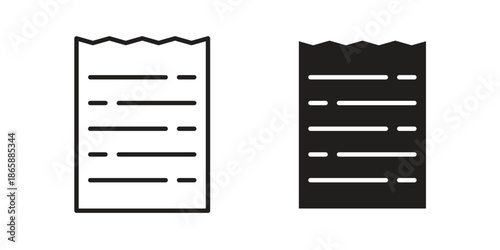 Paper receipt icons set designed in filled, outline, line and stroke style
