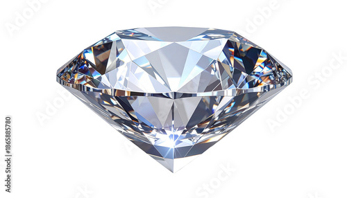 Highly faceted, brilliant cut gemstone shines on black