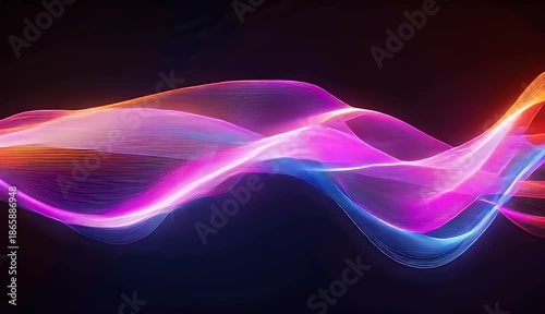 Vibrant Abstract Sound Wave Form Illuminated With Neon Colors In Dark Background Dynamic Digital Art Visualization Of