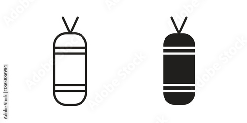 Punching bag icons set designed in filled, outline, line and stroke style