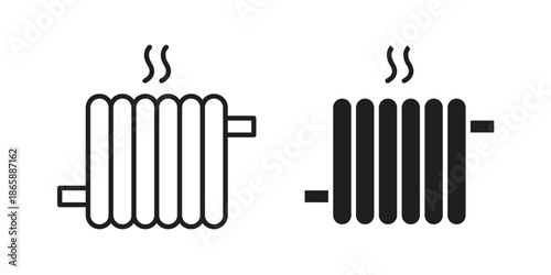 Radiator icons set designed in filled, outline, line and stroke style