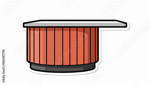 Red cylindrical table with flat top and black base