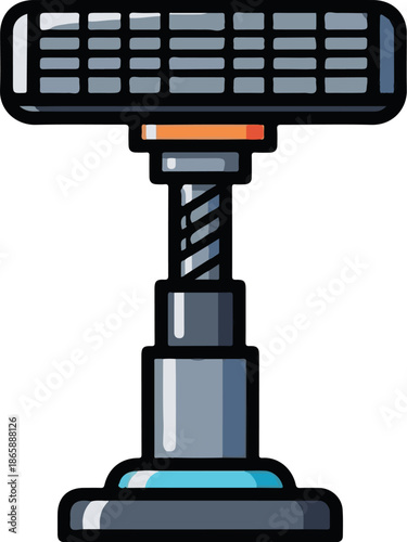 Mechanical jack with a threaded spindle and a wide base for lifting