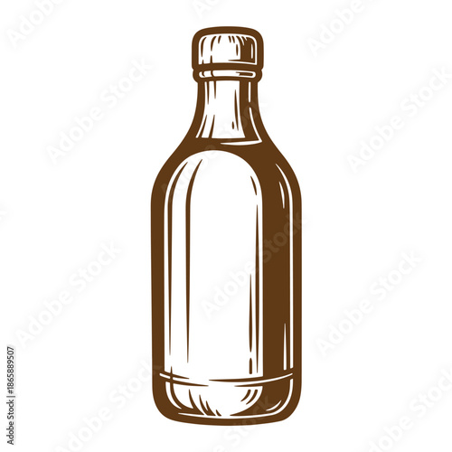 Brown glass bottle with cap on white background  empty bottle for liquids