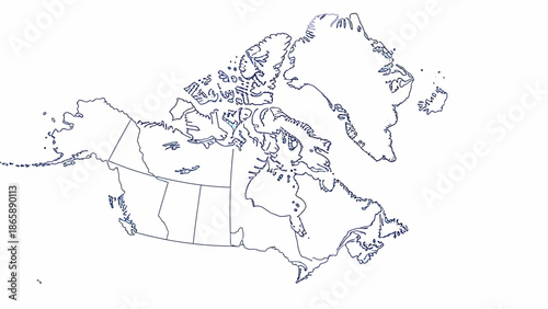 Outline Map of Canada with Provincial and Territorial Borders for Customization on an isolated white background.