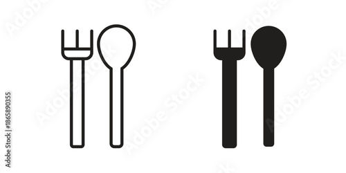 Spoon and Fork icons set designed in filled, outline, line and stroke style