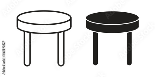 Stool icons set designed in filled, outline, line and stroke style