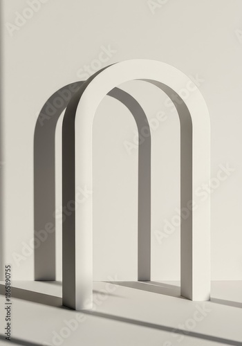 Abstract geometric shadow of an arch falling onto a textured, pale white surface, emphasizing clean lines and negative space ,texture ,Abstract ,geometric