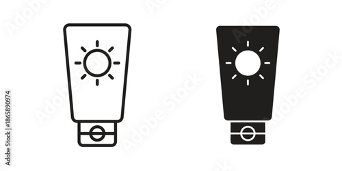 Sun cream icons set designed in filled, outline, line and stroke style
