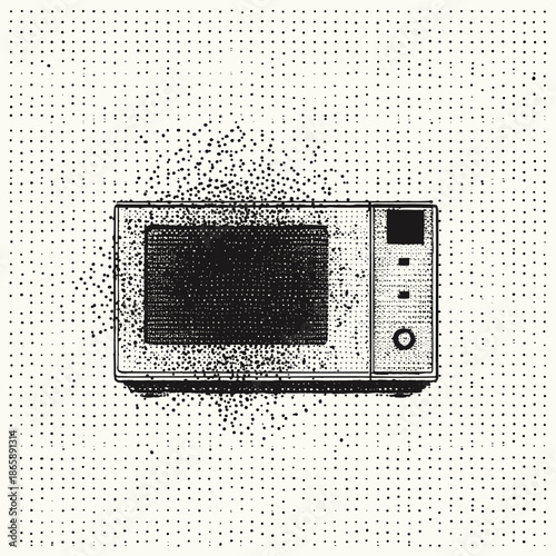 Vintage Style Microwave with Dot Pattern Design