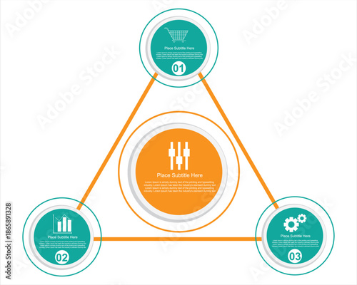 Modern 3-step business infographic element with a triangular layout and icons for professional data visualization
