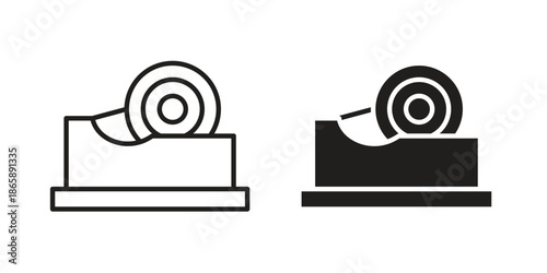 Tape dispenser icons set designed in filled, outline, line and stroke style