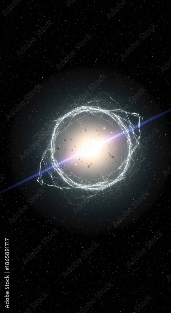 Fototapeta premium Conceptual visualization of cosmic attraction and gravitational field distortion in deep space, rendered digitally ,shape ,quantum ,field