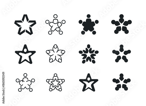 Inclusive Leadership Icons. Inclusive leadership. Icon set. Set Logo of Inclusive leadership: people forming star. harmonious logo variations of the same