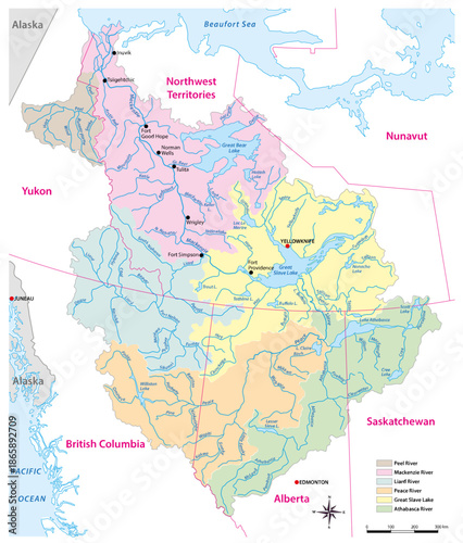 Map of the Mackenzie River drainage basin, Canada