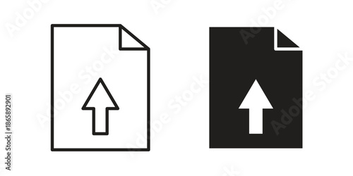 Upload file icons set designed in filled, outline, line and stroke style