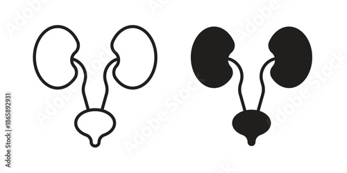 Urology icons set designed in filled, outline, line and stroke style