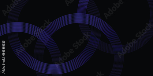 Abstract Dark Violet Curved Lines on Black Cyber Technology Background, Vector Iluustration.