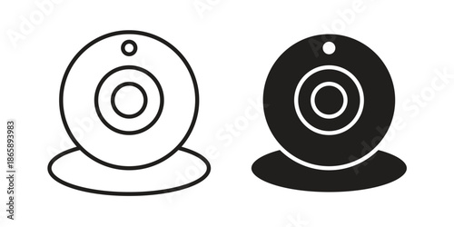 Web camera icons set designed in filled, outline, line and stroke style