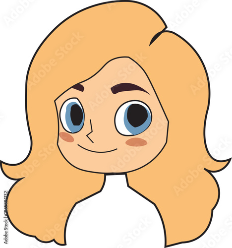 Cartoon character with blonde hair and blue eyes
