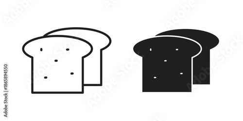 White bread icons set designed in filled, outline, line and stroke style