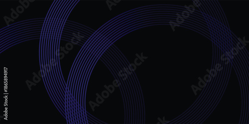 Abstract Dark Violet Curved Lines on Black Cyber Technology Background, Vector Iluustration.