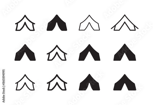 International Aid Logos. International aid organizations. Icon set. Set Logo of International aid organizations: shelter tent icon. harmonious logo variations