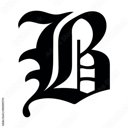Gothic Calligraphy Letter B – Bold Blackletter Typography T-Shirt Design