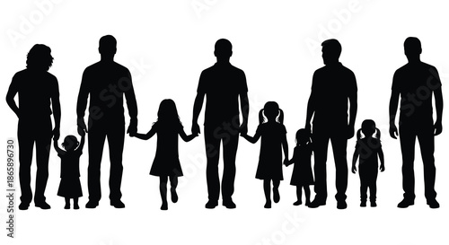 a group of people holding hands together representing family bonds and connection in a dark silhouette