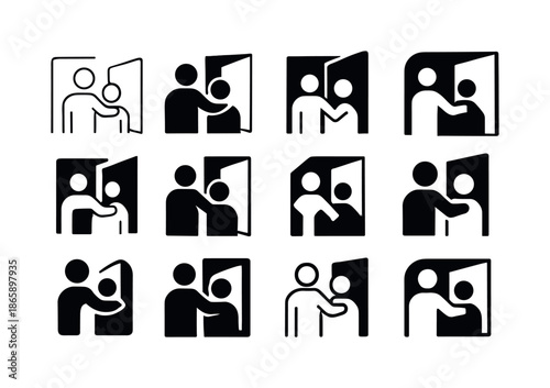 Companionship Emblem Icons. Offering companionship and encouragement to someone starting a new chapter. Icon set. Set Logo of offering companionship and