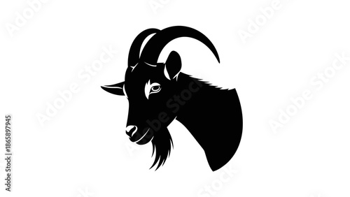 Black silhouette of a goat's head.