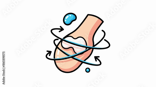 Cartoon illustration of a joint with fluid movement and arrows
