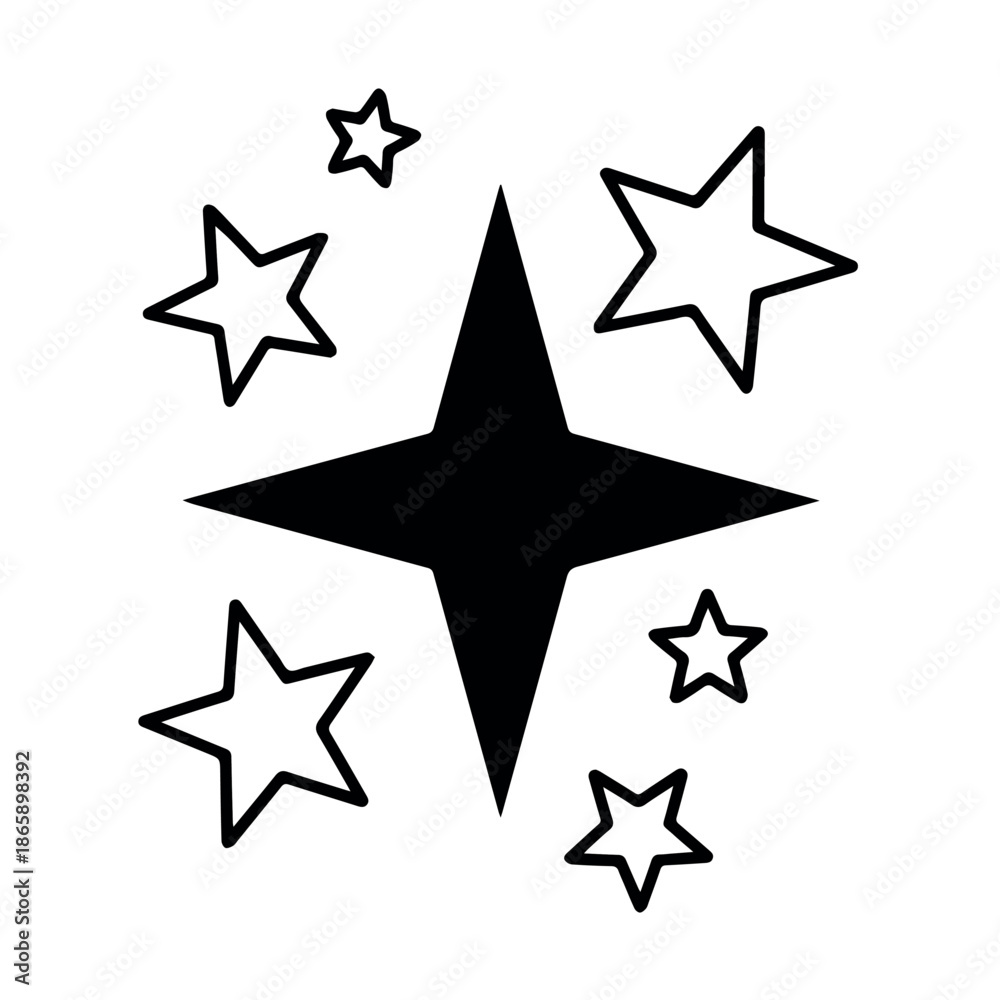 Obraz premium Black and white star vector illustration for graphic design projects and celestial themed digital art work