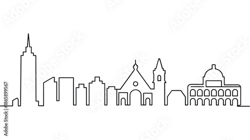 New york city skyline with iconic landmarks and architecture