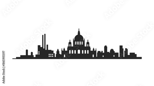 Wallpaper Mural Black silhouette of a city skyline with a large domed building Torontodigital.ca