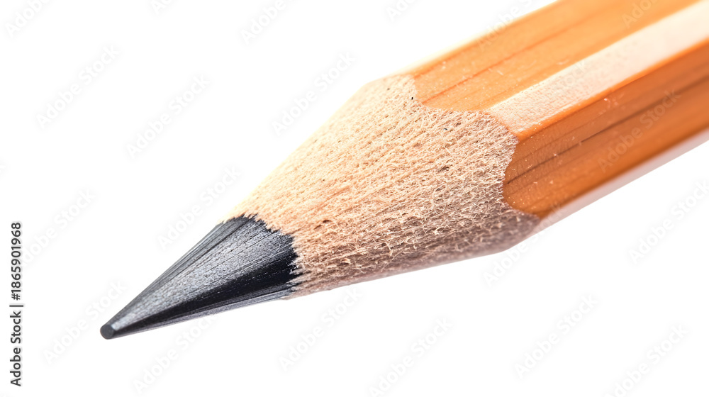 Fototapeta premium A sharp pencil tip pointing towards the left on a black background