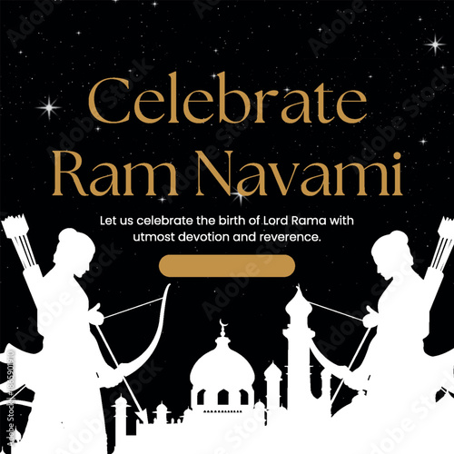 Black Elegant Ram Navami Instagram Post