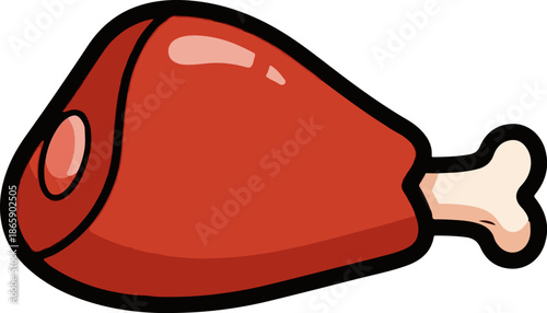 A red meat joint with a bone sticking out, rendered in a cartoon style