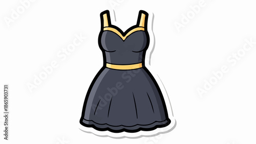 Cartoon dark grey sleeveless dress with yellow trim