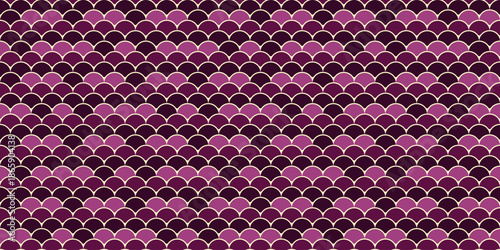 Elegant seamless pattern of overlapping scales in rich purple hues. Ideal for textile design, backgrounds, website d&eacute;cor, and luxurious branding.